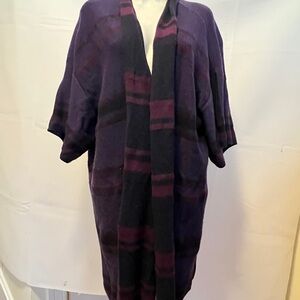 Vince Purple and Black Kimono Cape with Striped Design